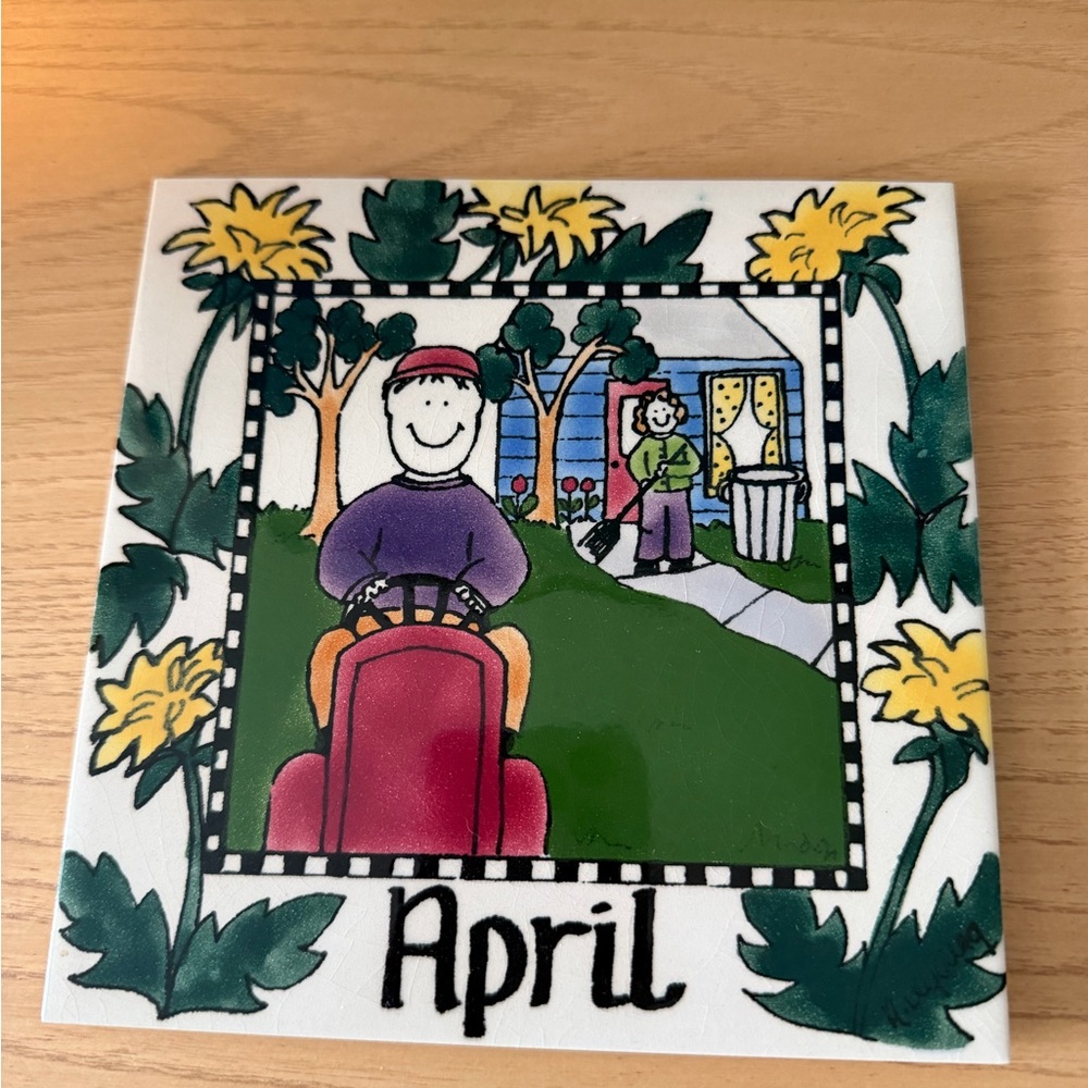 Vintage H&R Johnson Calendar Tile APRIL